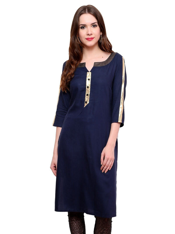 Women's brocade Placket Kurti - Pannkh