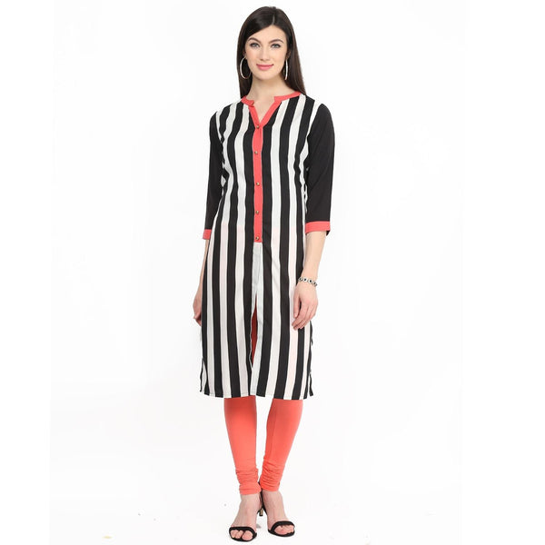 Women's Monocromatic Stripe printed kurti - Pannkh