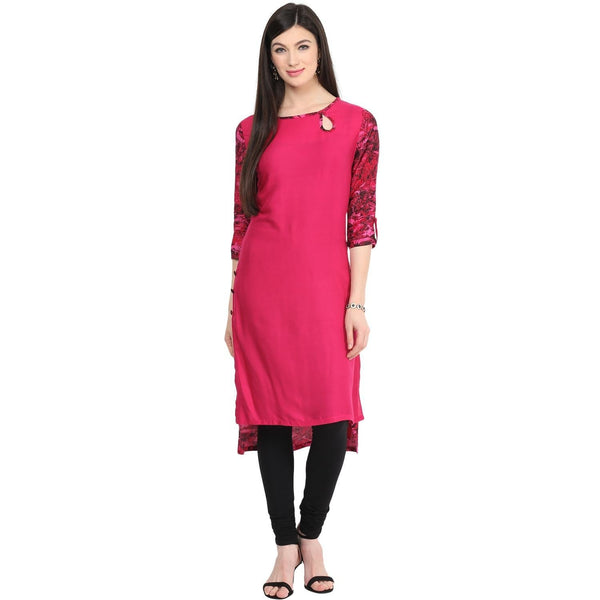 Women's Boat Neck Side Buttoned Kurti - Pannkh