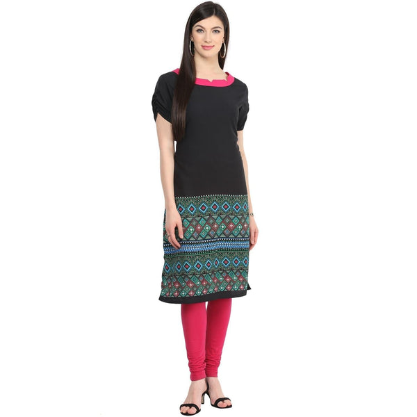 Women's Notch Neck Printed Kurti - Pannkh