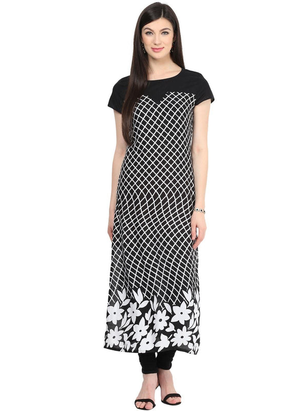 Women's Monocromatic Border Print Kurti - Pannkh