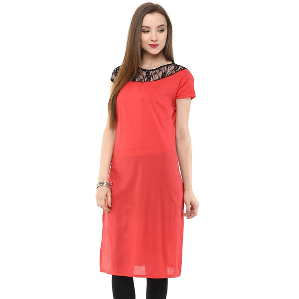 Women's Asymmetric Lace Kurti - Pannkh