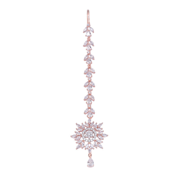 Stylish Diamond Maang Tikka Rose Gold plated & Handcrafted for Women & Girls - Saraf RS Jewellery