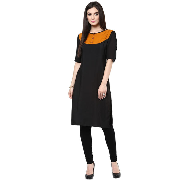 Women's Mustard Yoke Kurti - Pannkh