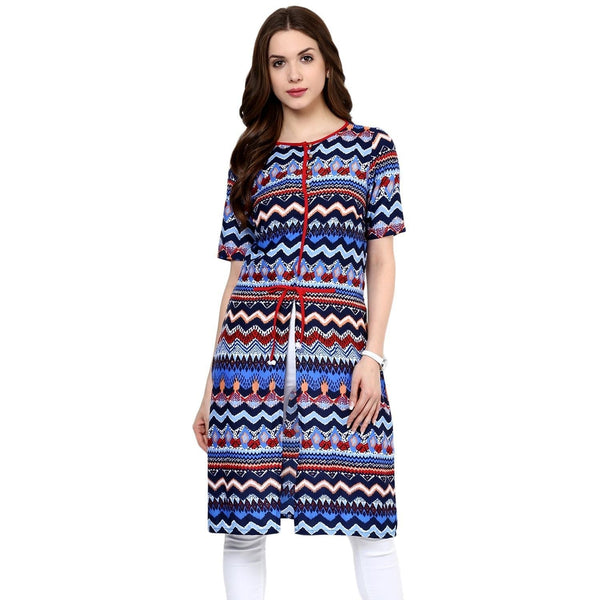 Women's Astrix Print Kurti with Front Tie-Up - Pannkh