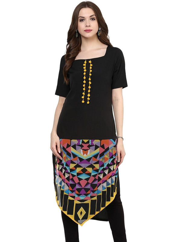 Women's Yellow Placement Print Kurti - Pannkh