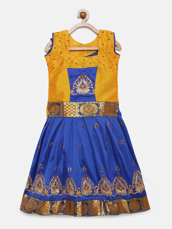 Girl's Yellow Color Artsilk Lehenga Choli - Kanakadara Kids