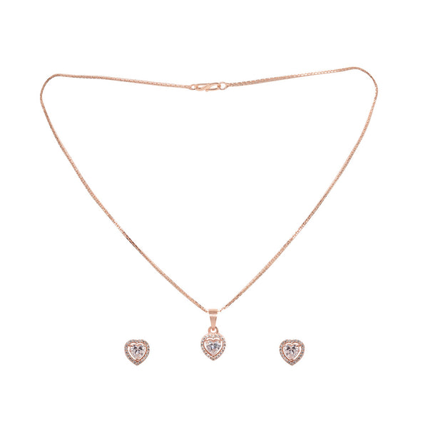 Women's Rose Gold Toned Ad Locket Jewellery Set - Saraf Rs Jewellery