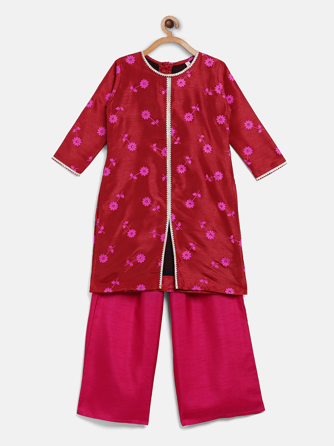 Poly Silk Kurta & Palazzo Set for Girls - AHALYAA Girls