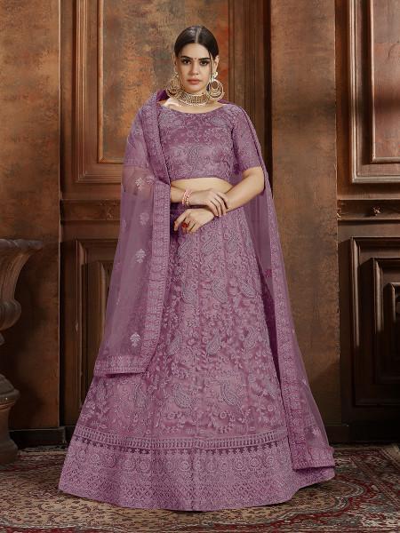 Women's Soft Net Heavy Embroidered Lehenga - Myracouture