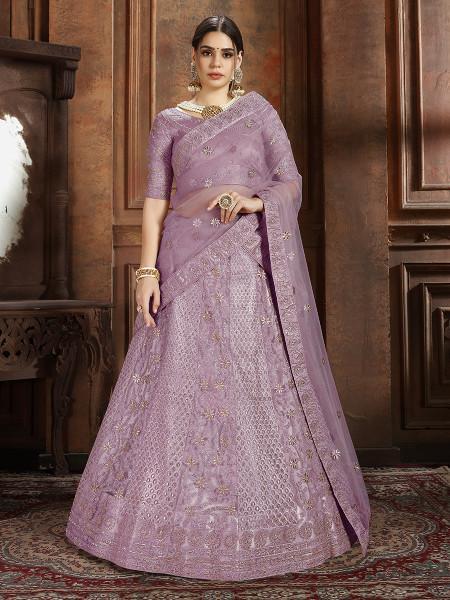 Women's Soft Net Heavy Embroidered Lehenga - Myracouture