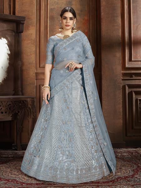 Women's Soft Net Heavy Embroidered Lehenga - Myracouture