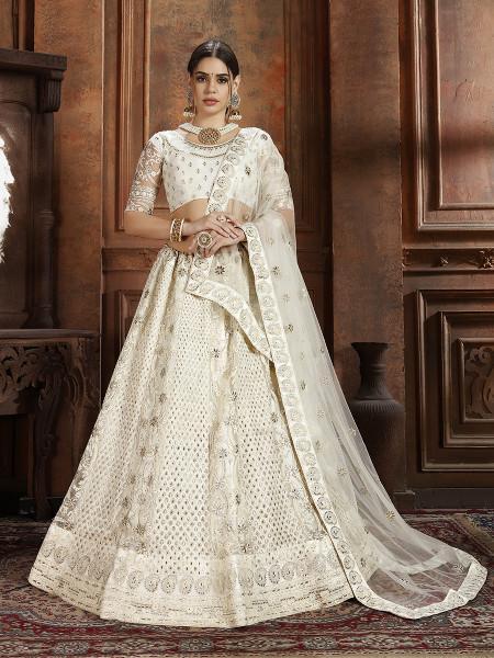 Women's Soft Net Heavy Embroidered Lehenga - Myracouture