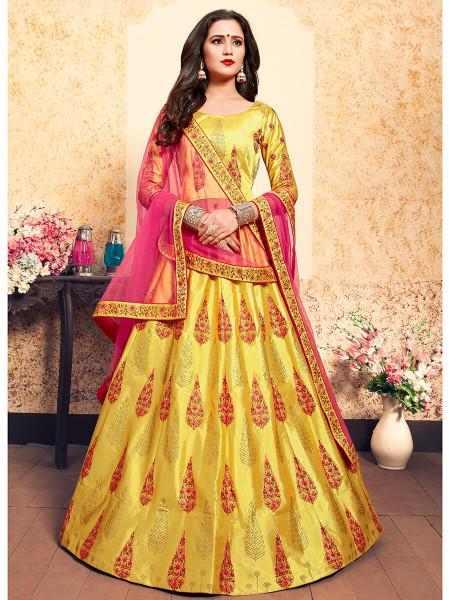 Women's Satin Embroidered Lehenga - Myracouture