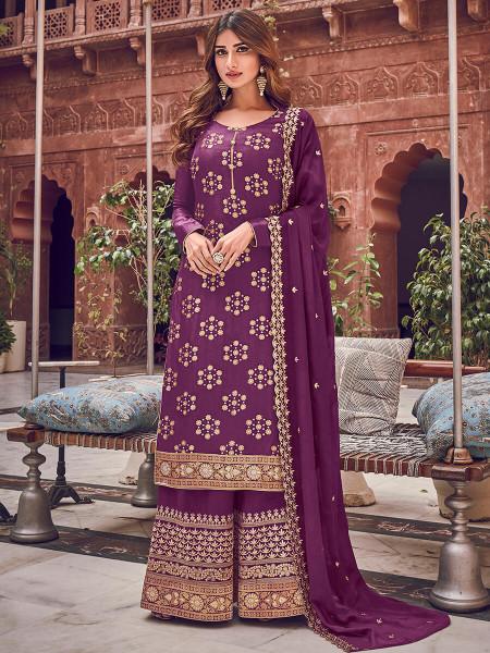 Women's  Violet Jaquard Palaazo Suit - Myracouture