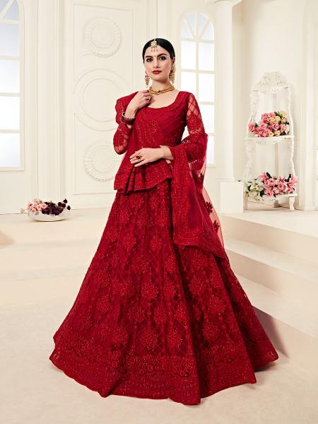 Women's Heavy Embroidered Net Lehenga - Myracouture