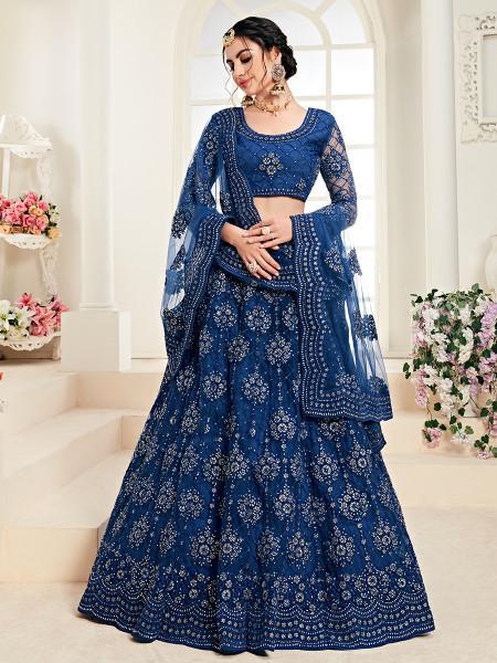 Women's Heavy Embroidered Net Lehenga - Myracouture