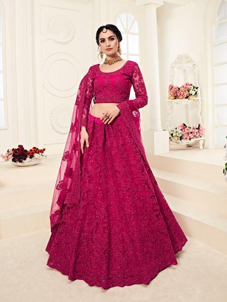 Women's Heavy Embroidered Net Lehenga - Myracouture