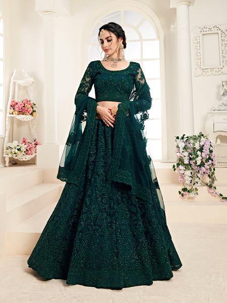 Women's Heavy Embroidered Net Lehenga - Myracouture