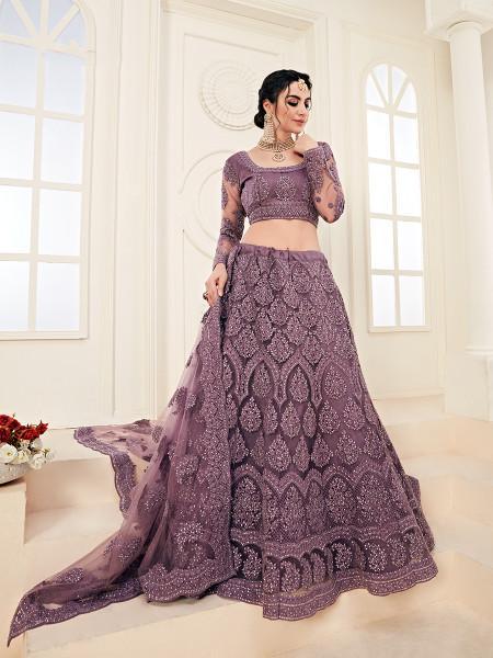 Women's Heavy Embroidered Net Lehenga - Myracouture