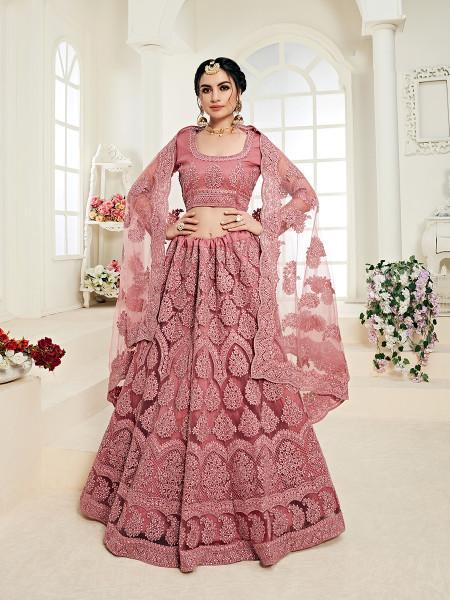 Women's Heavy Embroidered Net Lehenga - Myracouture