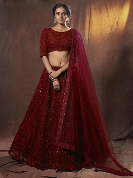 Women's Embroidered Soft Net Lehenga - Myracouture