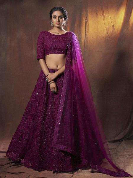 Women's Embroidered Soft Net Lehenga - Myracouture