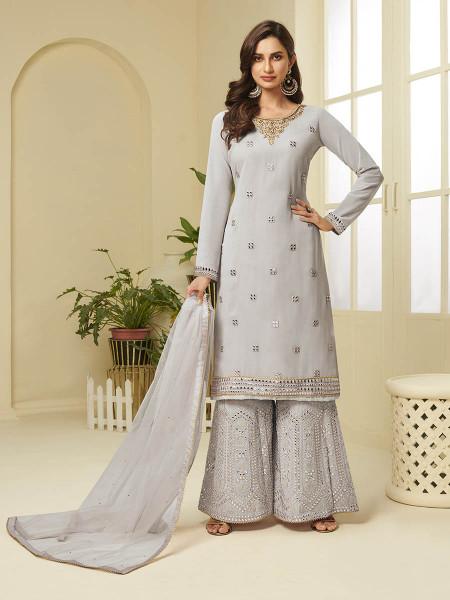 Women's Georgette Embroidered Palazzo Suit - Myracouture