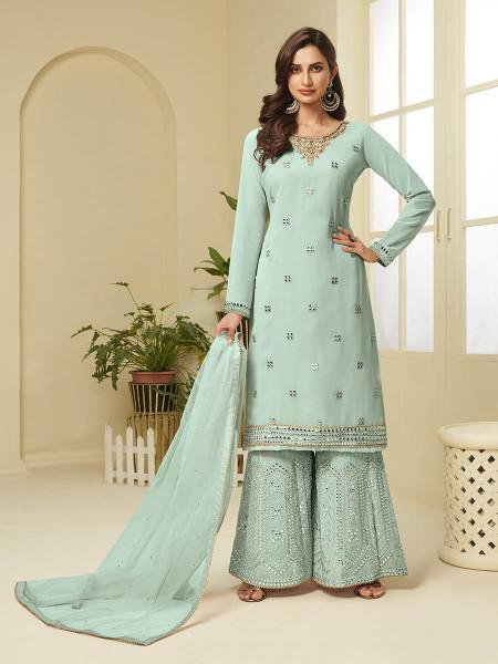 Women's Georgette Embroidered Palazzo Suit - Myracouture