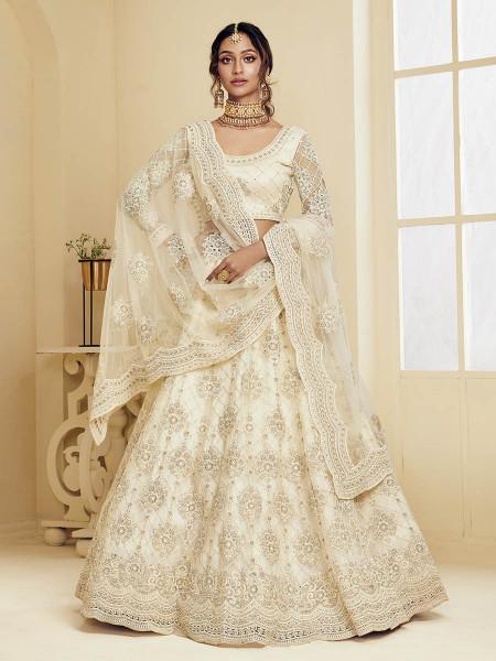 Women's Heavy Embroidered Net Bridal Lehenga - Myracouture