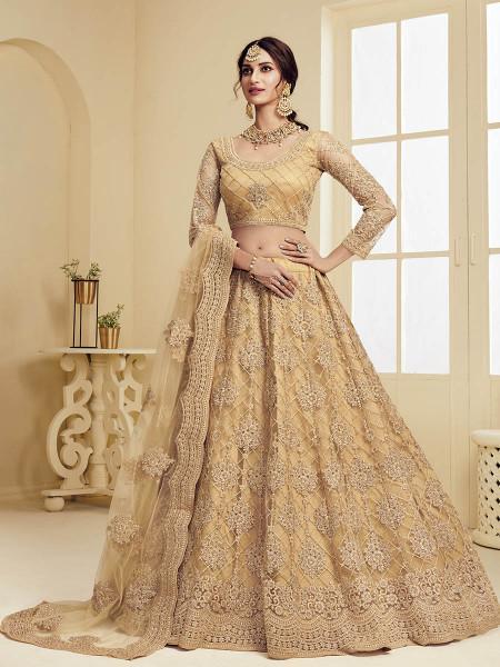 Women's Heavy Embroidered Net Bridal Lehenga - Myracouture