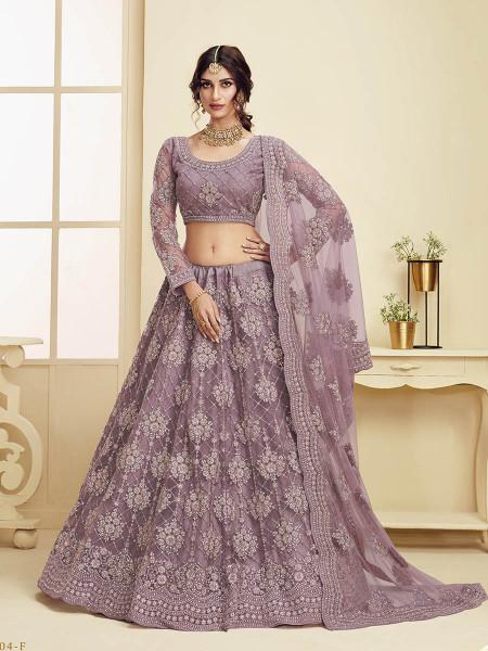 Women's Heavy Embroidered Net Bridal Lehenga - Myracouture