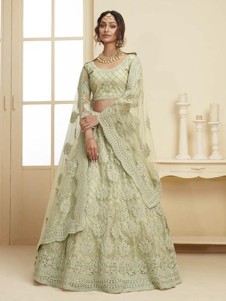 Women's Heavy Embroidered Net Bridal Lehenga - Myracouture