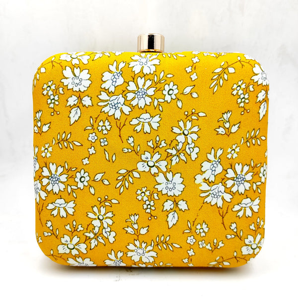 Women's Yellow Color Ethnique Printed Clutch Bag - VASTANS