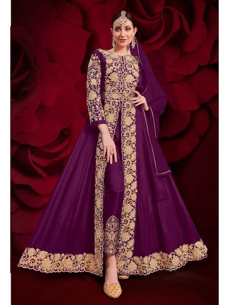 Women's Georgette Embroidered Anarkali Pant Style Suit - Myracouture