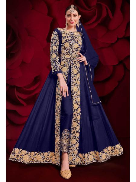 Women's Georgette Embroidered Anarkali Pant Style Suit - Myracouture