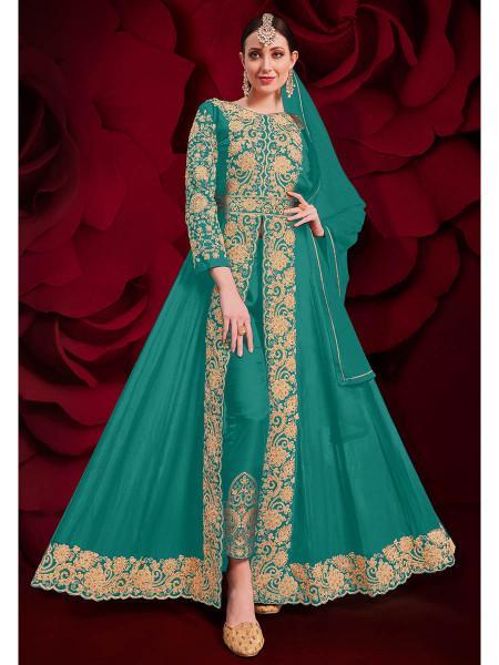 Women's Georgette Embroidered Anarkali Pant Style Suit - Myracouture