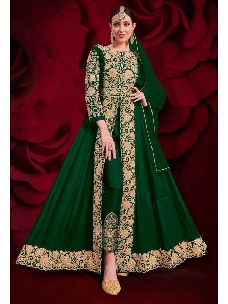 Women's Georgette Embroidered Anarkali Pant Style Suit - Myracouture