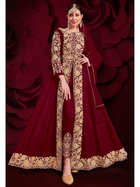 Women's Georgette Embroidered Anarkali Pant Style Suit - Myracouture