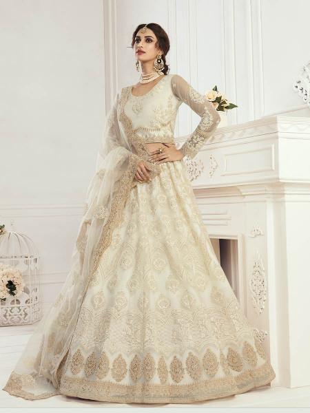 Women's Heavy Embroidered Net Bridal Lehenga - Myracouture