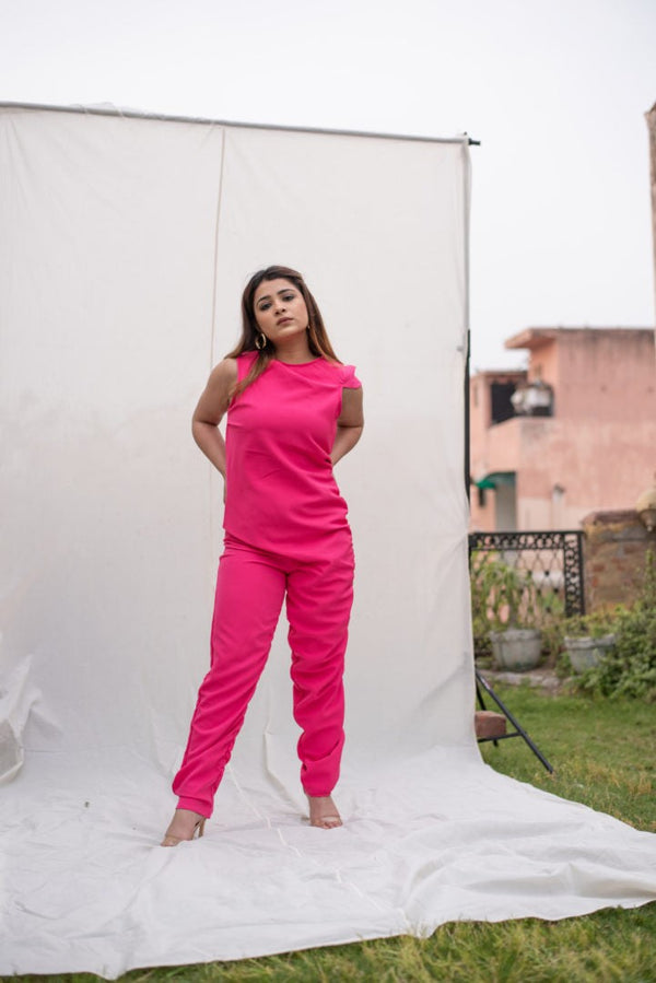 Women's Hot Pink Jumpsuit - Khumaar- Shuchi Bhutani