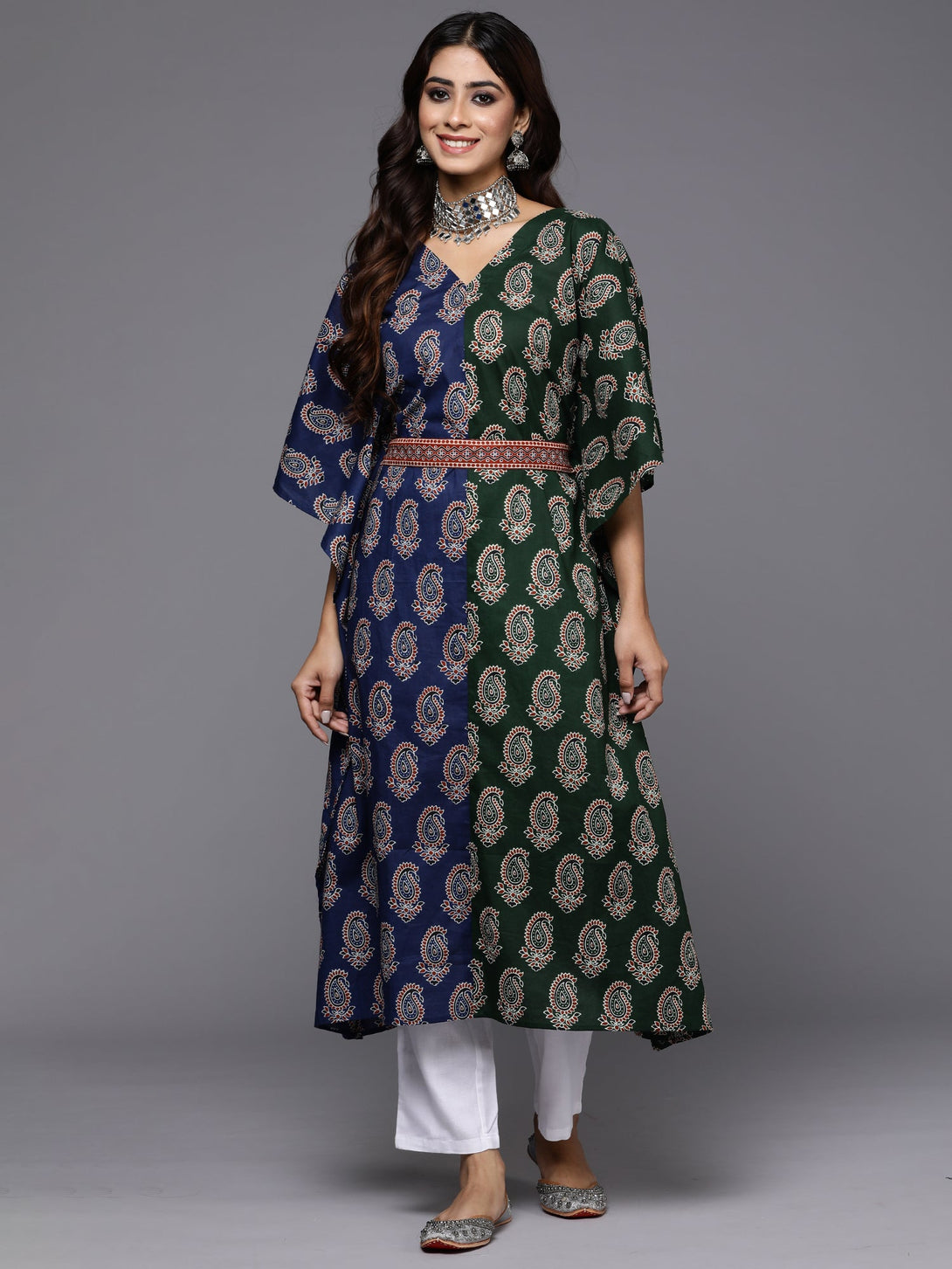 Women's Blue Printed A-Line Casual Kurtas  - Indo Era