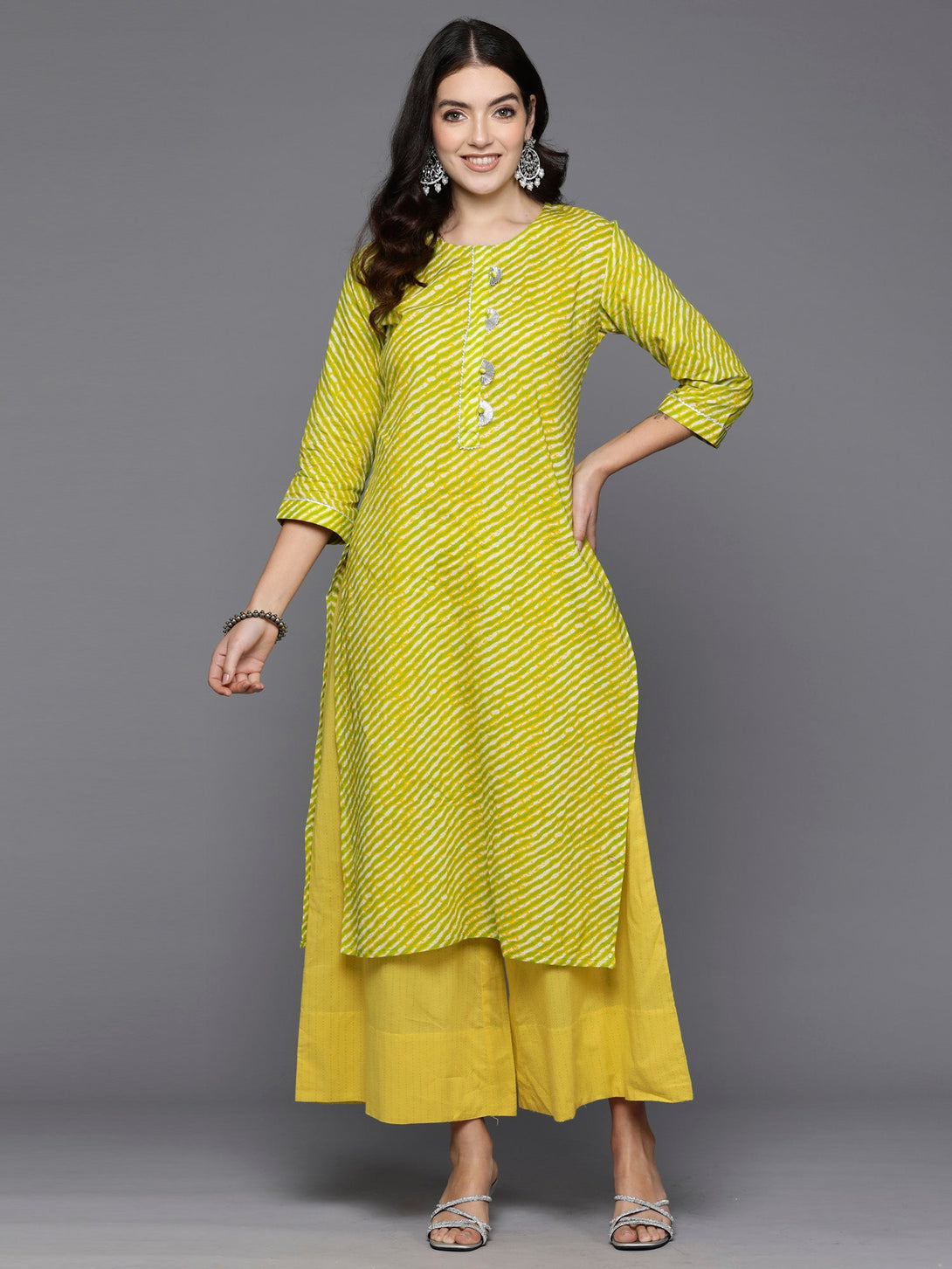 Women's Green Printed Straight Kurtas  - Indo Era