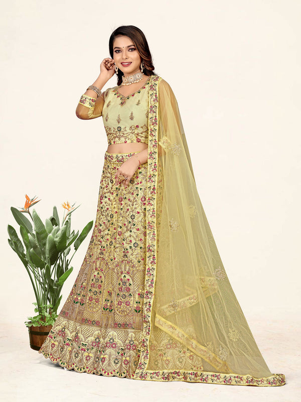 Women's Yellow Color designer Semi Stiched Lehenga choli set with dupatta - Sweet Smile