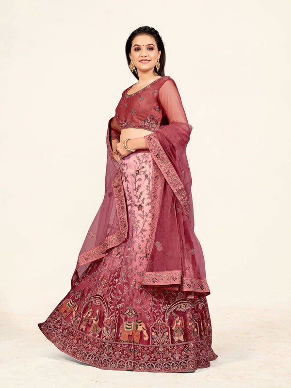 Women's Purple Color designer Semi Stiched Lehenga choli set with dupatta - Sweet Smile