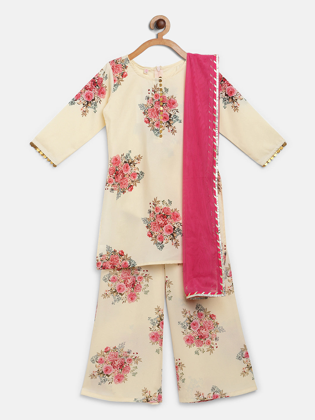 Crepe Kurta & Palazzo Set for Girls with Dupatta - AHALYAA Girls