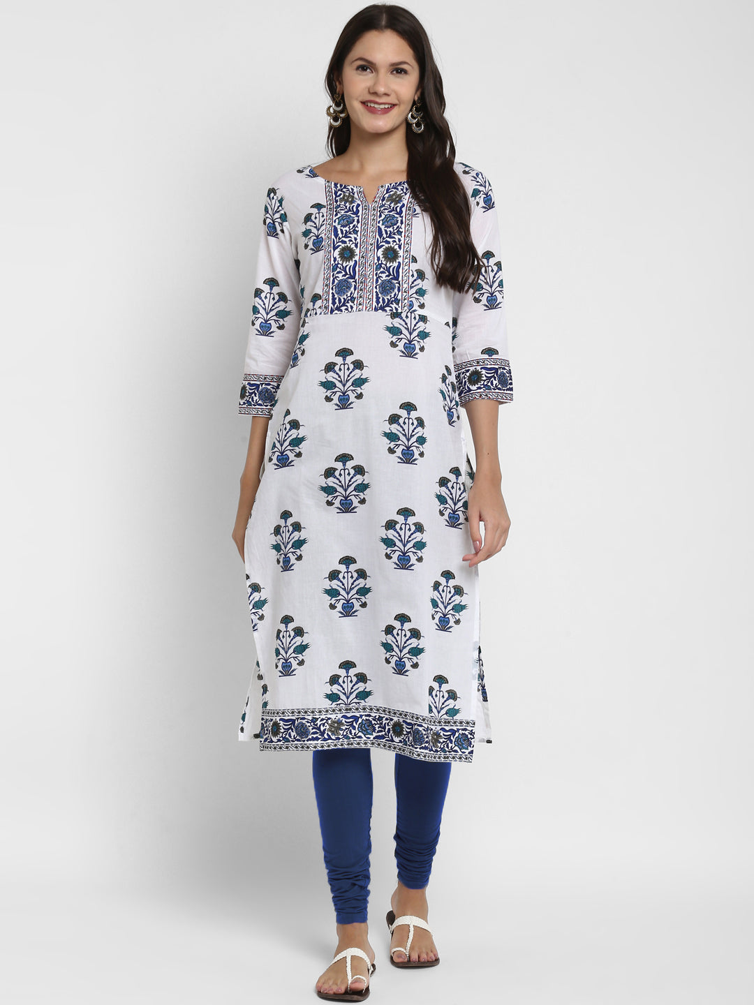 Women's White Cotton Kurta By Vbuyz (1Pc)