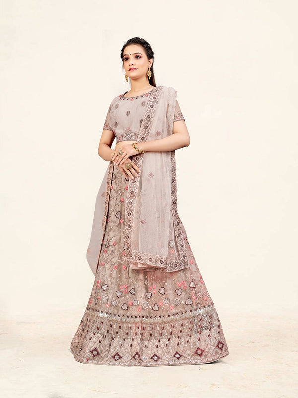 Women's grey Color designer Semi Stiched Lehenga choli set with dupatta - Sweet Smile