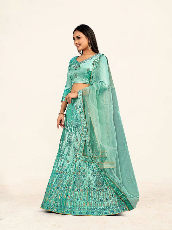 Women's Blue Color designer Semi Stiched Lehenga choli set with dupatta - Sweet Smile