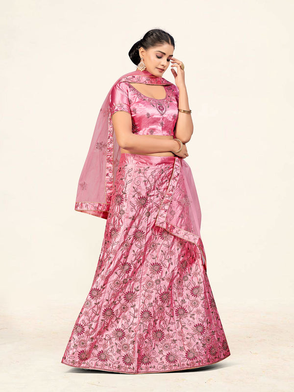 Women's pink Color designer Semi Stiched Lehenga choli set with dupatta - Sweet Smile